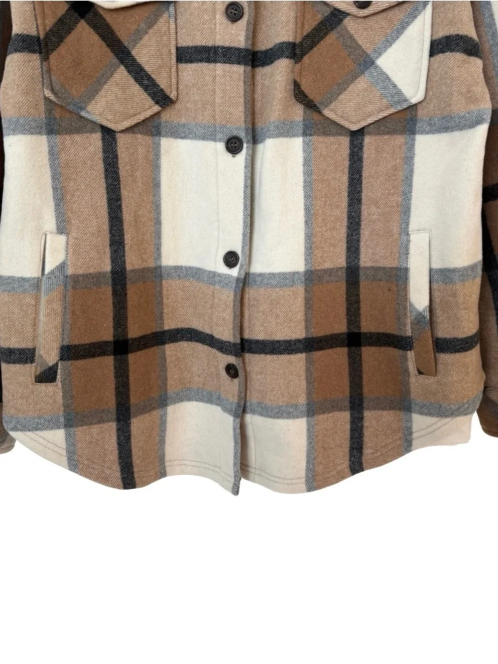 Woolx Sawyer Oversized Merino Wool Shacket Espresso Plaid S Brown Shirt Jacket - Picture 6 of 10